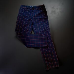 Banana Republic Navy and Red plaid Sloan Pants
